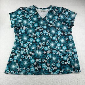Med Couture Air V-Neck Sky High XL Floral Print Pewter Paradise Scrub Top